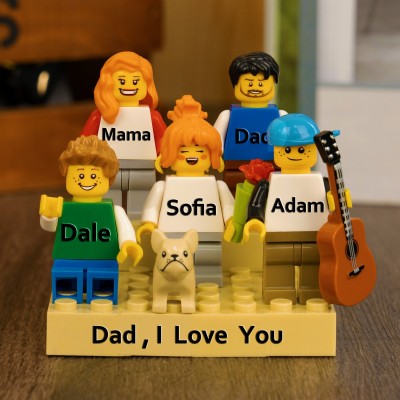 Personalised Family Tiny Figure with Brick For Father's Day Gift
