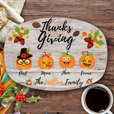 Personalised Thanksgiving Pumpkin Dinner Platter