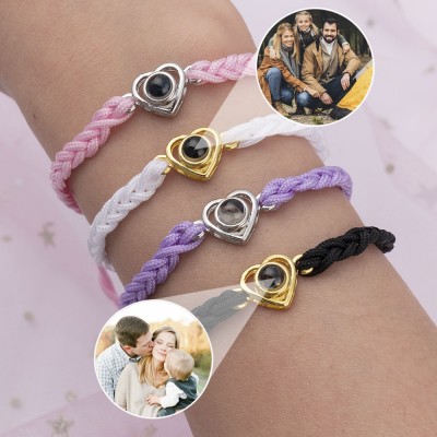 Personalised Photo Projection Rope Bracelet Memory Gift for Her for Mum Grandma Wife