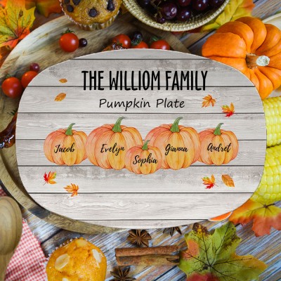 Personalised Thanksgiving Pumpkin Family Platter Happy Thanksgiving Gift For Family