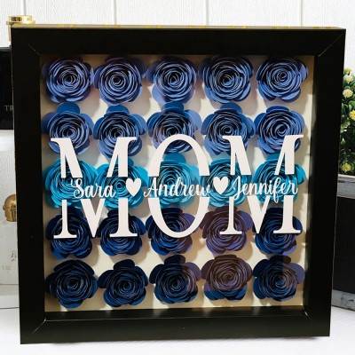 Personalised Paper Flower Shadow Box Keepsake Gift for Mum Grandma New Mum Gift