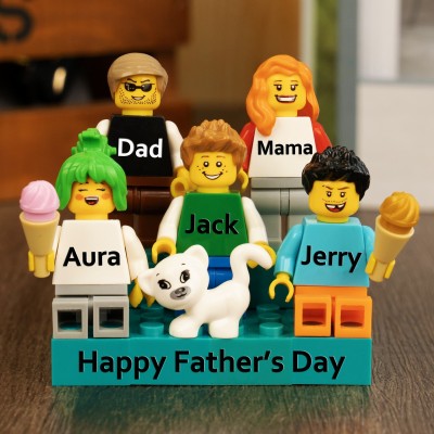 Personalised Family Tiny Figure with Brick For Father's Day Gift