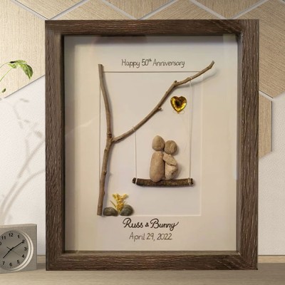 Personalised Wedding Anniversary Pebble Art Frame Anniversary Gift