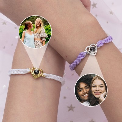 Personalised Friend Heart Photo Projection Bracelet Christmas Gift for Her Custom Friend Gifts
