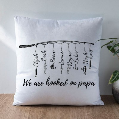 Personalised We Are Hooked on Papa Pillow Father's Day Gift