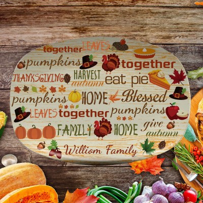 Personalised Blessed Family Thanksgiving Platter