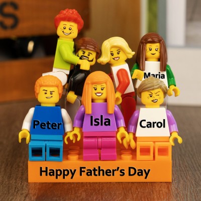 Personalised Family Tiny Figure with Brick For Father's Day Gift