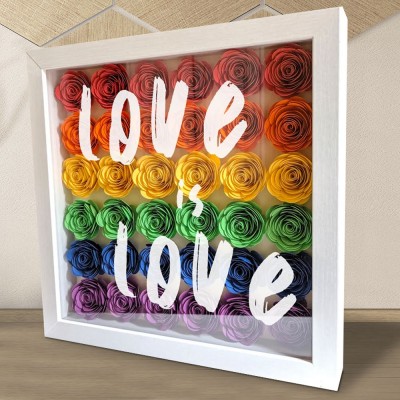 Personalised Love Is Love Flower Shadow Box for Anniversary Valentine's Day