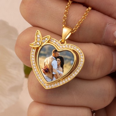 Personalised Heart Shaped Photo Necklace Memorial Family Anniversary Gifts For Grandma Wife Mum Her