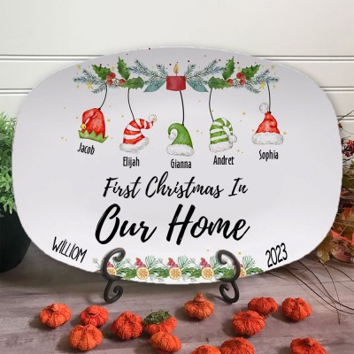 Personalised First Christmas In Our Home Platter with Kids Names Christmas Gift For Family