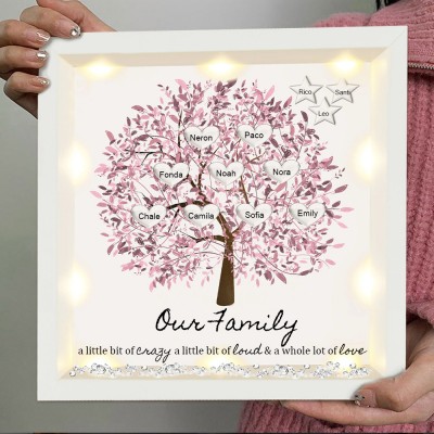 Personalised Family Tree Light Up Frame with Kids Names Gifts for Mum Grandma Family Home Decor