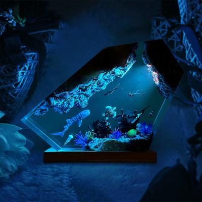 Epoxy Ocean Night Light Resin Wood Lamp Birthday Gifts