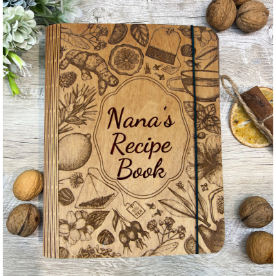 Personalised Nana's Wooden Recipe Book Cookbook Gifts For Mum Wife Her