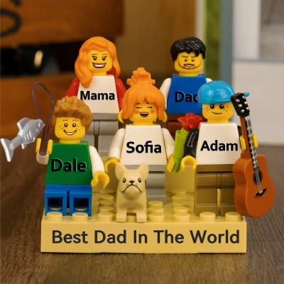 Personalised Family Tiny Figure with Brick For Father's Day Gift