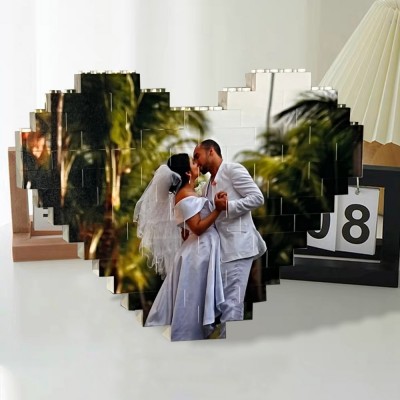 Heart Shaped Personalised Brick Photograph Wedding Anniversary Gift for Wife Valentine's Day Gift for Her