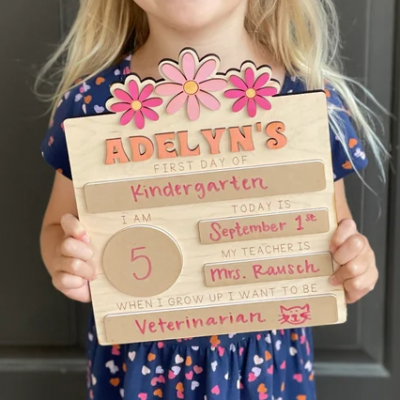 Personalised Wooden First Day of School Sign for Kids