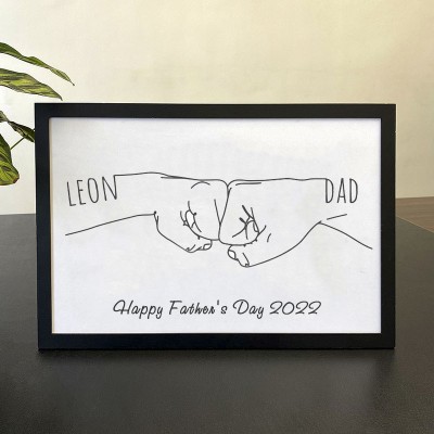 Personalised Hand Drawn Father and Son Minimalist Line Art Fist Pump Print