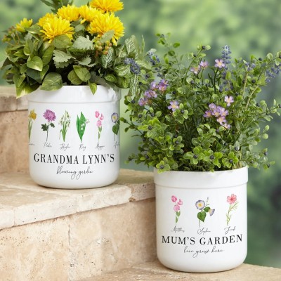 Personalised Birth Month Flower Outdoor Pot Gift Ideas For Grandma Mum Wife