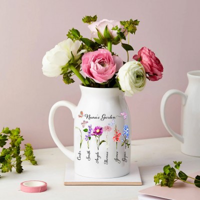 Personalised Grandma's Garden Birth Flower Vase Gift Ideas For Mum Grandma