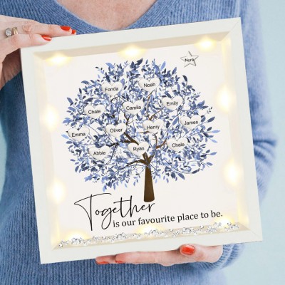 Light Up Family Tree Frame with Grandkids Names Personalised Gifts for Mum Family Keepsake Gifts Birthday Gift for Grandma