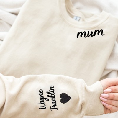 Personalised Embroidered Mum Sweatshirt Hoodie with Kids Names Gifts for Mum Grandma Mother's Day Gift Ideas