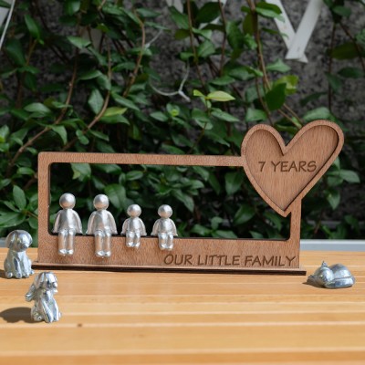 Personalised 7 Years Our Little Family Sculpture Figurines Anniversary Gift 