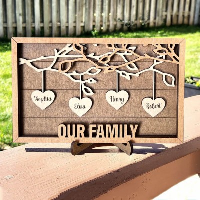 Personalised Our Family Family Tree Frame Sign with Kids Names Gift Ideas for Grandma Mum Anniversary Gifts