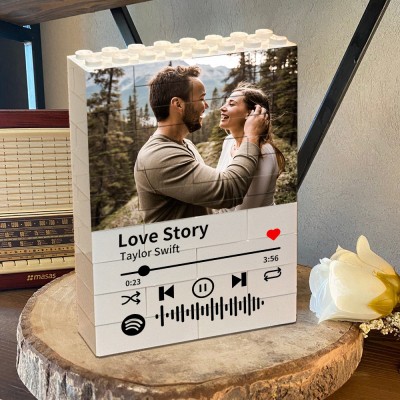 Custom Spotify Music Photo Building Block Puzzle Keepsake Gifts for Boyfriend Valentine's Day Gifts Anniversary Gift Ideas