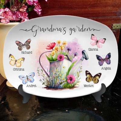 Custom Grandma's Garden Butterfly Platter with Grandkids Names Gifts for Grandma Mum Christmas Gifts Birthday Gifts