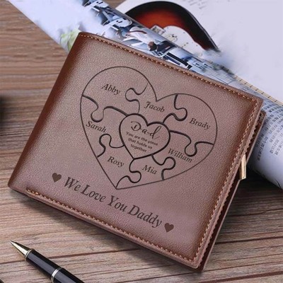 Father's Day Gift Personalised Dad You Are the Piece That Holds Us Together Leather Trifold Wallet