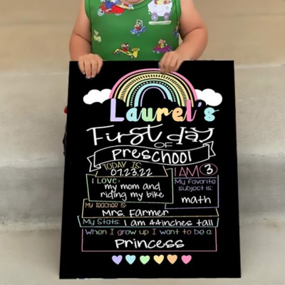 Personalised Reusable First and Last Day of Preschool Sign Chalkboard