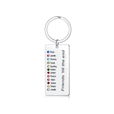Personalised 1-13 Engraving Names with Birthstone Keychain