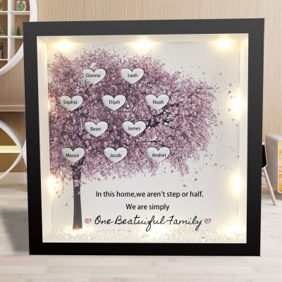 Personalised Light Up Family Tree Box Frame with 1-25 Names Mother's Day Gift For Grandma, Mum