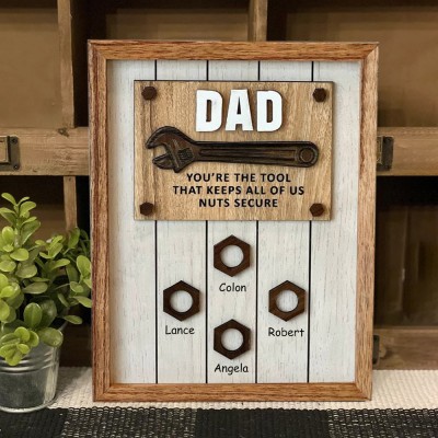 Personalised Funny Wooden Dad Sign with Kids Name Fathers Day Gift from Kids