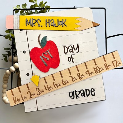 Personalised First/100th/Last Day of School Interchangeable Photo Prop Back to School Gifts for Kids