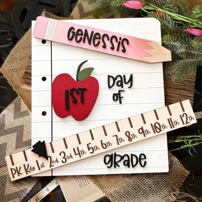 Custom First Day of School Photo Prop Back To School Reusable Interchangeable Sign Gifts for Kids