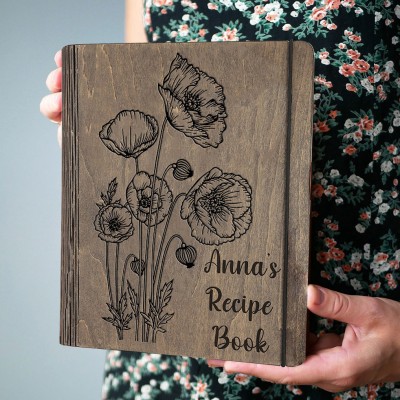 Personalised Family Wooden Recipe Book Cooking Gifts For Women Mum Wife Her