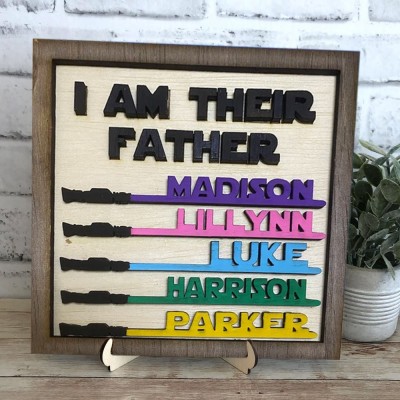 Personalised I Am Their Father Lightsaber Name Sign Father's Day Gifts