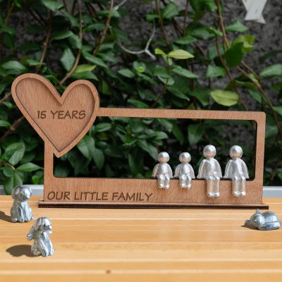 Personalised 15 Years Our Little Family Sculpture Figurines Anniversary Gift