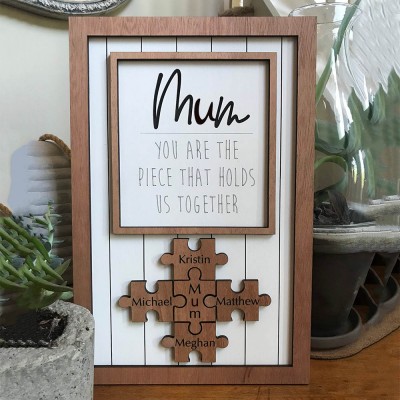 Custom Handmade Mum Puzzle Pieces Frame Sign Birthday Gift Ideas for Mum Grandma Mother's Day Gift