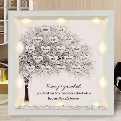 Personalised Light Up Family Tree Box Frame with 1-25 Names Mother's Day Gift For Grandma, Mum