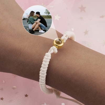 Personalised Couple Photo Projection Braided Rope Bracelet With Picture Inside Unique Gift For Lover Birthday Gift For Best Friend Graduation Gift Ideas