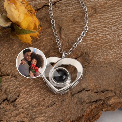Personalised Heart Shaped Photo Necklace Couples Gift for Her