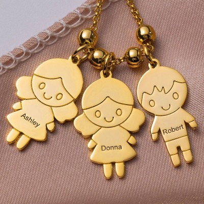 Personalised Children Pendant Engraved Necklace with1-8 Charms