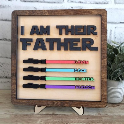 Personalised I Am Their Father Wood Name Sign Handmade Sign for Dad Grandpa Father's Day Gifts
