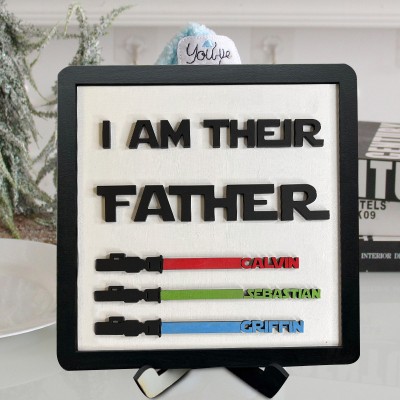 Handmade I Am Their Father Wood Sign Personalised Gift for Dad Grandpa 
