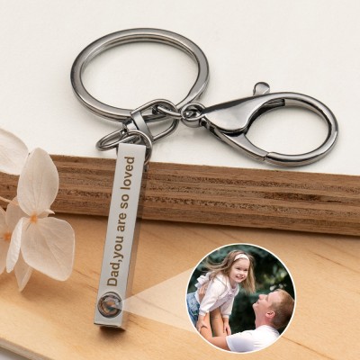 Personalised Memorial Photo Projection Keychain with Picture Inside Gifts for Dad Grandpa