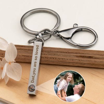 Personalised Photo Projection Keychain with Picture Inside Memorial Gifts for Dad Grandpa Father's Day Gift Ideas