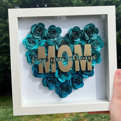 Custom Mum Heart Flower Shadow Box Gift Ideas for Mum Grandma New Mum Gift Family Gifts