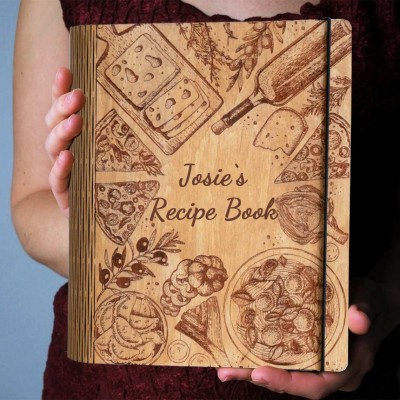 Personalised Family Wooden Recipe Book Binder Journal Cookbook Notebook Gifts Ideas For Mum Grandma Wife Her